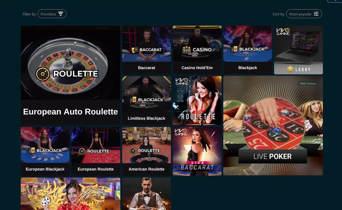 Play2Win Casino Live Casino – Echte Dealer von Vivo Gaming